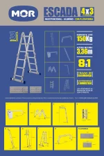 Escada Articulada Multifuncional 4x3 12 Degraus em Alumínio com Plataforma Mor - Imagem 8