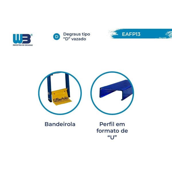 Escada Em Fibra Extensível Vazada 13 Degraus 2,60x4,10m Premium Wbertolo - Imagem 3