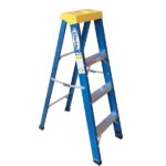 Escada Em Fibra Tesoura 3 Degraus 1,20m Com Patamar Premium Wbertolo