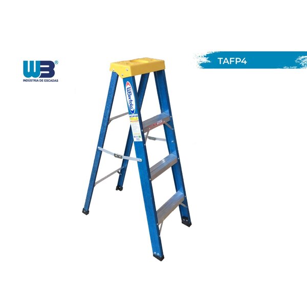 Escada Em Fibra Tesoura 3 Degraus 1,20m Com Patamar Premium Wbertolo - Imagem 5