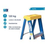 Escada Em Fibra Tesoura 4 Degraus 1,50m Com Patamar Premium Wbertolo - Imagem 3