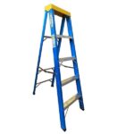 Escada Em Fibra Tesoura 4 Degraus 1,50m Com Patamar Premium Wbertolo