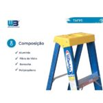 Escada Em Fibra Tesoura 4 Degraus 1,50m Com Patamar Premium Wbertolo - Imagem 5