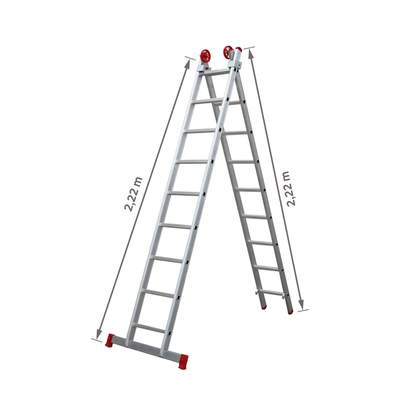 Escada Extensível 9x2 18 Degraus em Alumínio 4,44m Botafogo - Imagem 5
