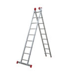 Escada Extensível 9x2 18 Degraus em Alumínio 4,44m Botafogo