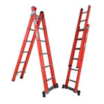 Escada Tesoura Extensível Fibra de Vidro 6 Degraus Fechada e 10 Aberta 1,90x3,20m WBertolo