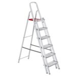 Escada De Alumínio Dupla 6 Degraus Natural 120kg Reisam