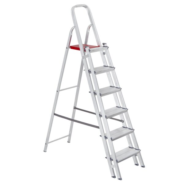 Escada De Alumínio Dupla 6 Degraus Natural 120kg Reisam