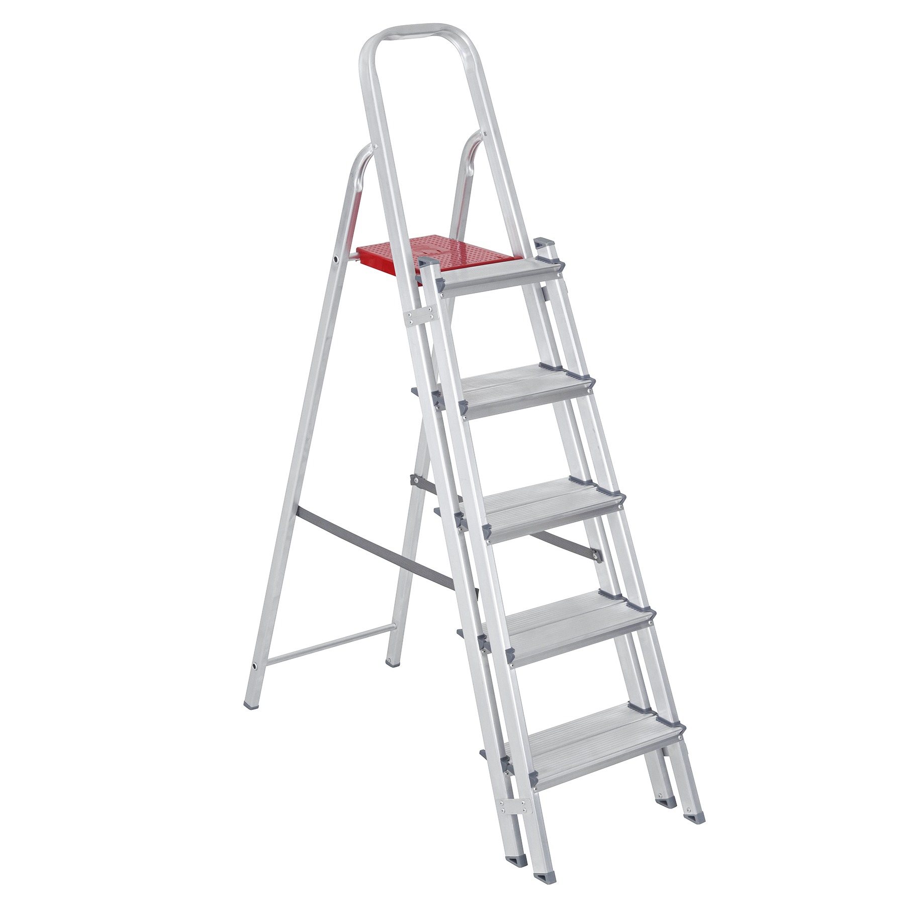Escada De Alumínio Dupla 5 Degraus Natural 120kg Reisam - Imagem 1