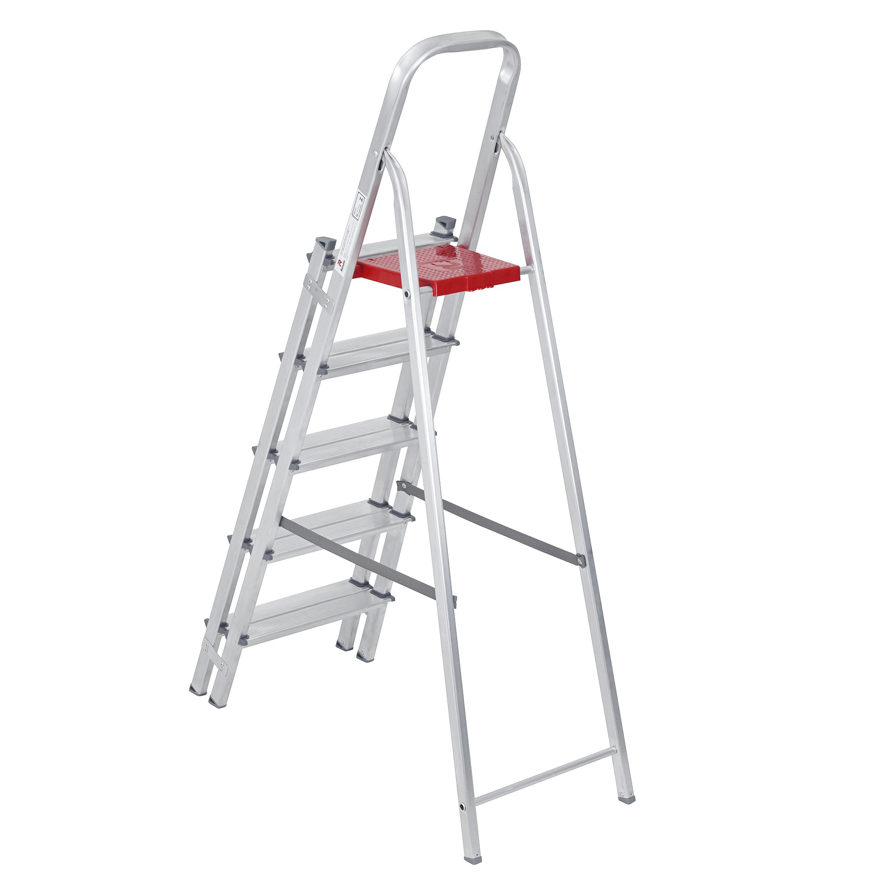 Escada De Alumínio Dupla 5 Degraus Natural 120kg Reisam - Imagem 2