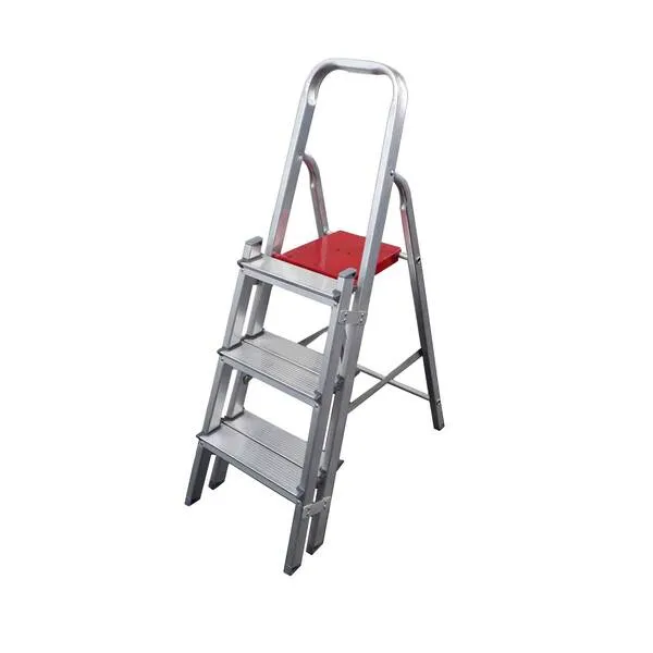 Escada De Alumínio Dupla 3 Degraus Natural 120kg Reisam